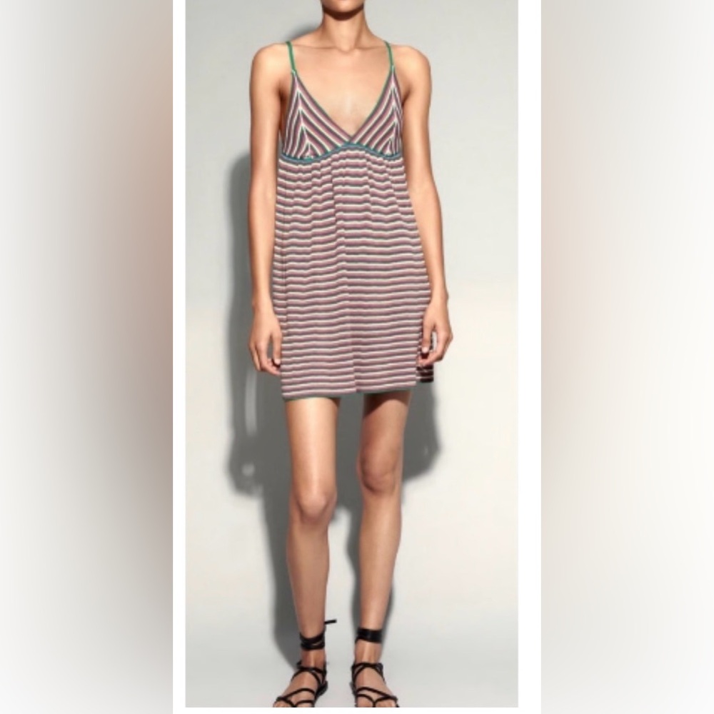 NWOT Zara knitted Mukticolor Striped Sleeveless Mini Dress